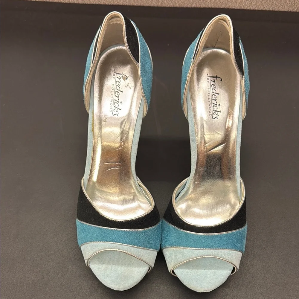 Frederick's of Hollywood Blue and Black Elegant Heels